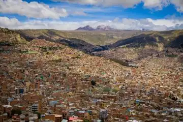 mountains to urban streets of La Paz Bolivia